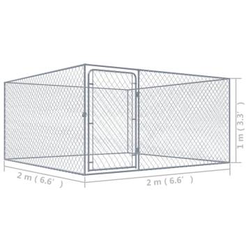 Outdoor Dog Kennel Galvanised Steel 2x2x1 m | HipoMarket