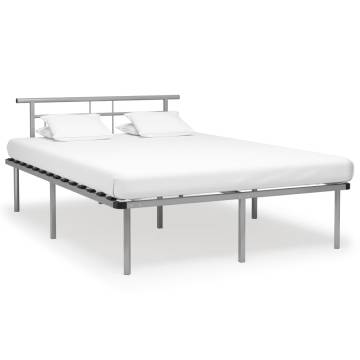 Grey Metal Bed Frame 140x200 cm | Elegant Bedroom Furniture