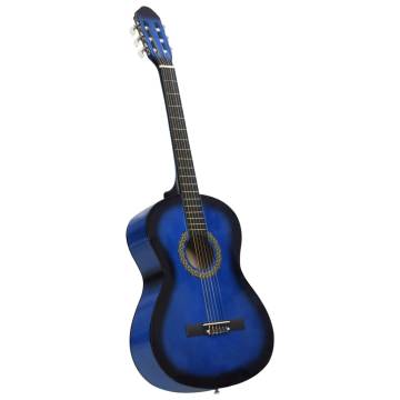 12 Piece Classical Guitar Beginner Set - Blue 39"