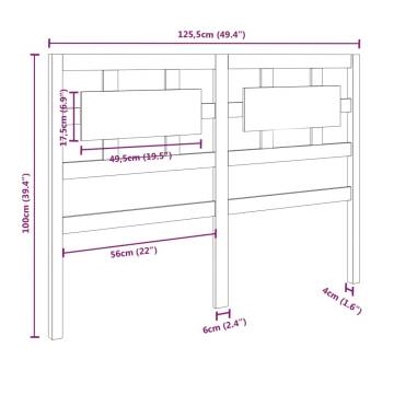 Grey Bed Headboard 125.5x4x100 cm Solid Wood Pine | Hipo Market