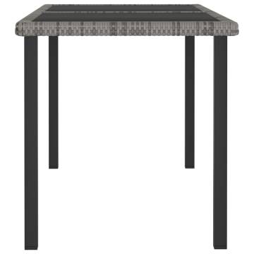 Stylish Garden Dining Table Grey - 140x70 cm Poly Rattan