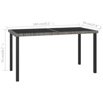 Stylish Garden Dining Table Grey - 140x70 cm Poly Rattan