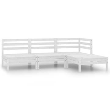 4 Piece Garden Lounge Set - Solid Pinewood White