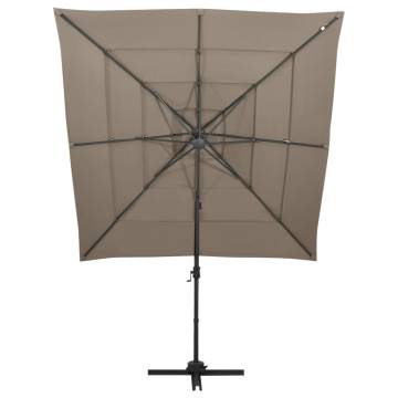 4-Tier Taupe Parasol with Aluminium Pole - 250x250 cm