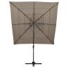 4-Tier Taupe Parasol with Aluminium Pole - 250x250 cm