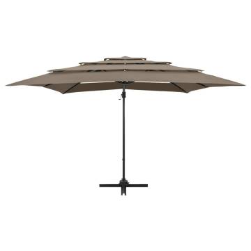 4-Tier Taupe Parasol with Aluminium Pole - 250x250 cm