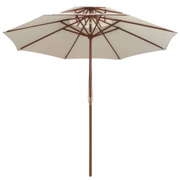 Double Decker Parasol 270x270 cm Wooden Pole Cream White