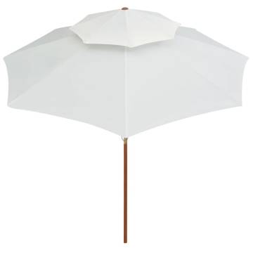 Double Decker Parasol 270x270 cm Wooden Pole Cream White