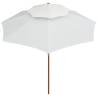 Double Decker Parasol 270x270 cm Wooden Pole Cream White