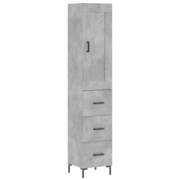 Stylish Highboard in Concrete Grey - 34.5x34x180 cm