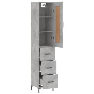 Stylish Highboard in Concrete Grey - 34.5x34x180 cm