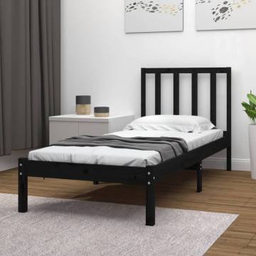 Black Solid Wood Pine Bed Frame 100x200 cm - Hipomarket