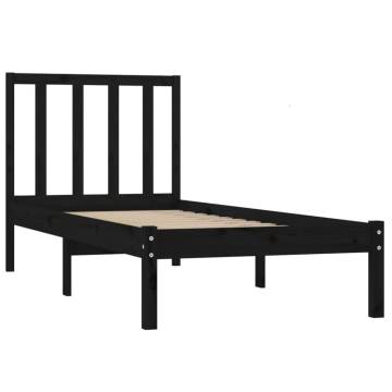 Black Solid Wood Pine Bed Frame 100x200 cm - Hipomarket