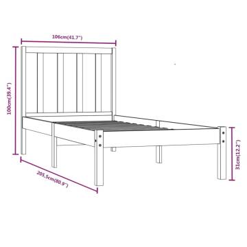 Black Solid Wood Pine Bed Frame 100x200 cm - Hipomarket