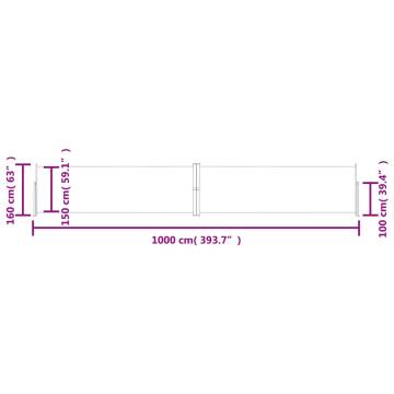 Retractable Side Awning Cream 160x1000 cm - Hipomarket UK