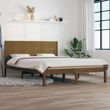 Honey Brown Solid Wood Bed Frame 120x190 cm - Small Double