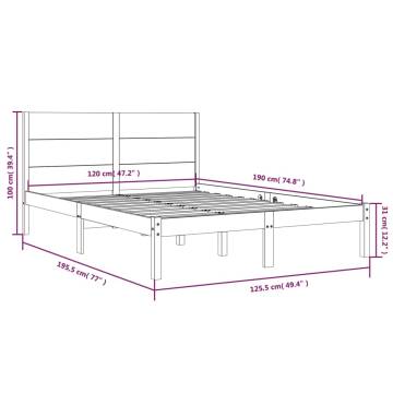 Honey Brown Solid Wood Bed Frame 120x190 cm - Small Double