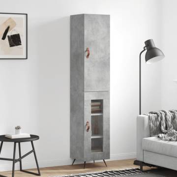 Elegant Highboard in Concrete Grey - 34.5x34x180 cm