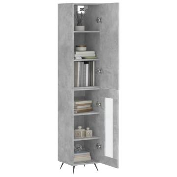 Elegant Highboard in Concrete Grey - 34.5x34x180 cm