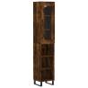 Elegant Highboard in Smoked Oak | 34.5x34x180 cm