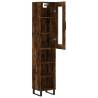 Elegant Highboard in Smoked Oak | 34.5x34x180 cm