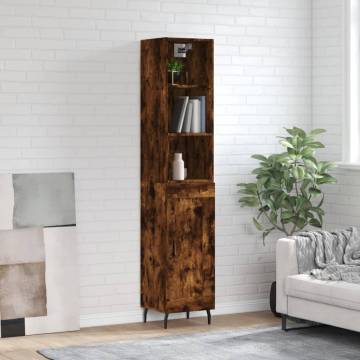 Elegant Smoked Oak Highboard - 34.5x34x180 cm | HipoMarket