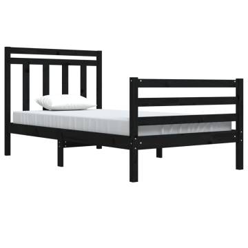 Black Solid Wood Bed Frame 100x200 cm | Classic Design