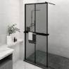 Walk-in Shower Wall with Shelf Black 100x195 cm ESG Glass&Aluminium Colour black Size 100 x 195 cm Model 2x2 grids 