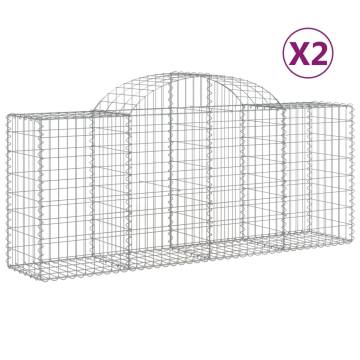 Arched Gabion Baskets - 2 pcs Galvanised Iron 200x50x80/100 cm