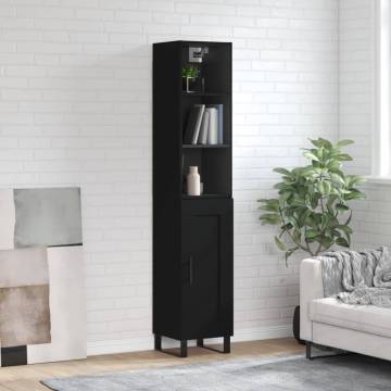 Highboard Black 34.5x34x180 cm - Stylish Engineered Wood Storage