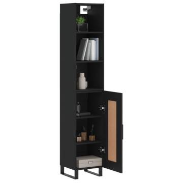 Highboard Black 34.5x34x180 cm - Stylish Engineered Wood Storage