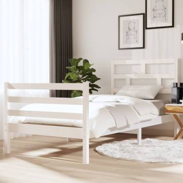 Stylish White Bed Frame 90x190 cm Single Solid Wood