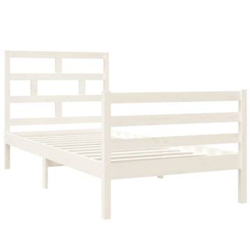 Stylish White Bed Frame 90x190 cm Single Solid Wood