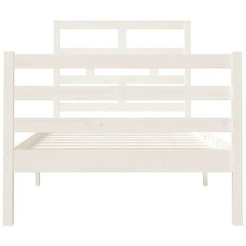 Stylish White Bed Frame 90x190 cm Single Solid Wood