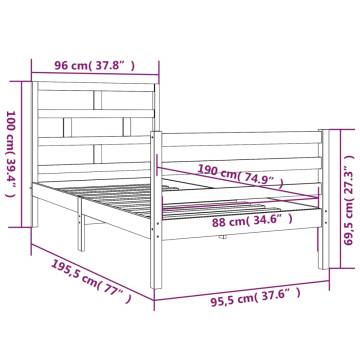 Stylish White Bed Frame 90x190 cm Single Solid Wood