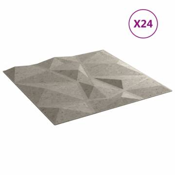 Concrete Grey Wall Panels 24 pcs - 50x50 cm XPS Diamond