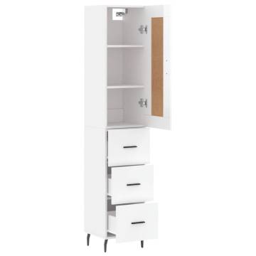 Stylish Highboard in High Gloss White - 34.5x34x180 cm