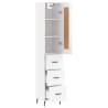 Stylish Highboard in High Gloss White - 34.5x34x180 cm