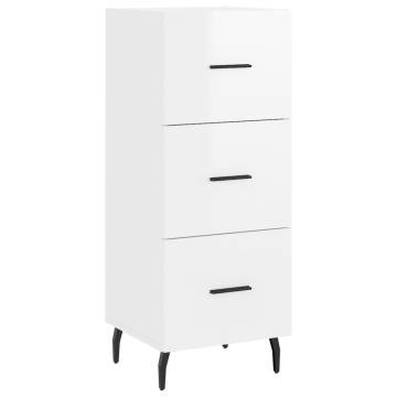 Stylish Highboard in High Gloss White - 34.5x34x180 cm