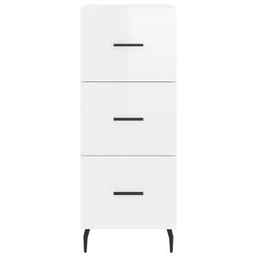 Stylish Highboard in High Gloss White - 34.5x34x180 cm