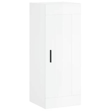 Stylish Highboard in High Gloss White - 34.5x34x180 cm