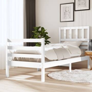 White Solid Wood Bed Frame 90x200 cm | Hipomarket