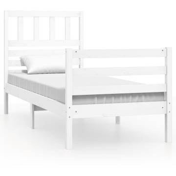 White Solid Wood Bed Frame 90x200 cm | Hipomarket