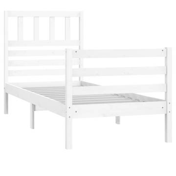 White Solid Wood Bed Frame 90x200 cm | Hipomarket