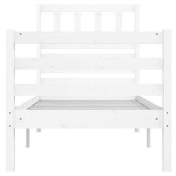 White Solid Wood Bed Frame 90x200 cm | Hipomarket