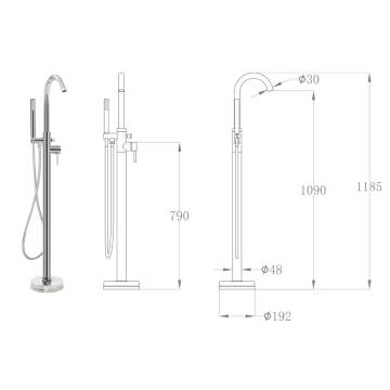 Premium Freestanding Bathtub Faucet - 118.5 cm Stainless Steel