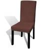 Straight Stretchable Chair Cover 6 pcs Brown - Hipomarket