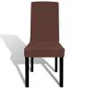 Straight Stretchable Chair Cover 6 pcs Brown - Hipomarket