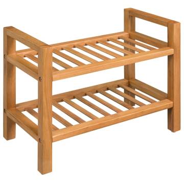 Shoe Rack with 2 Shelves - Solid Oak Wood | HipoMarket