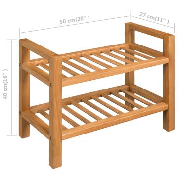 Shoe Rack with 2 Shelves - Solid Oak Wood | HipoMarket